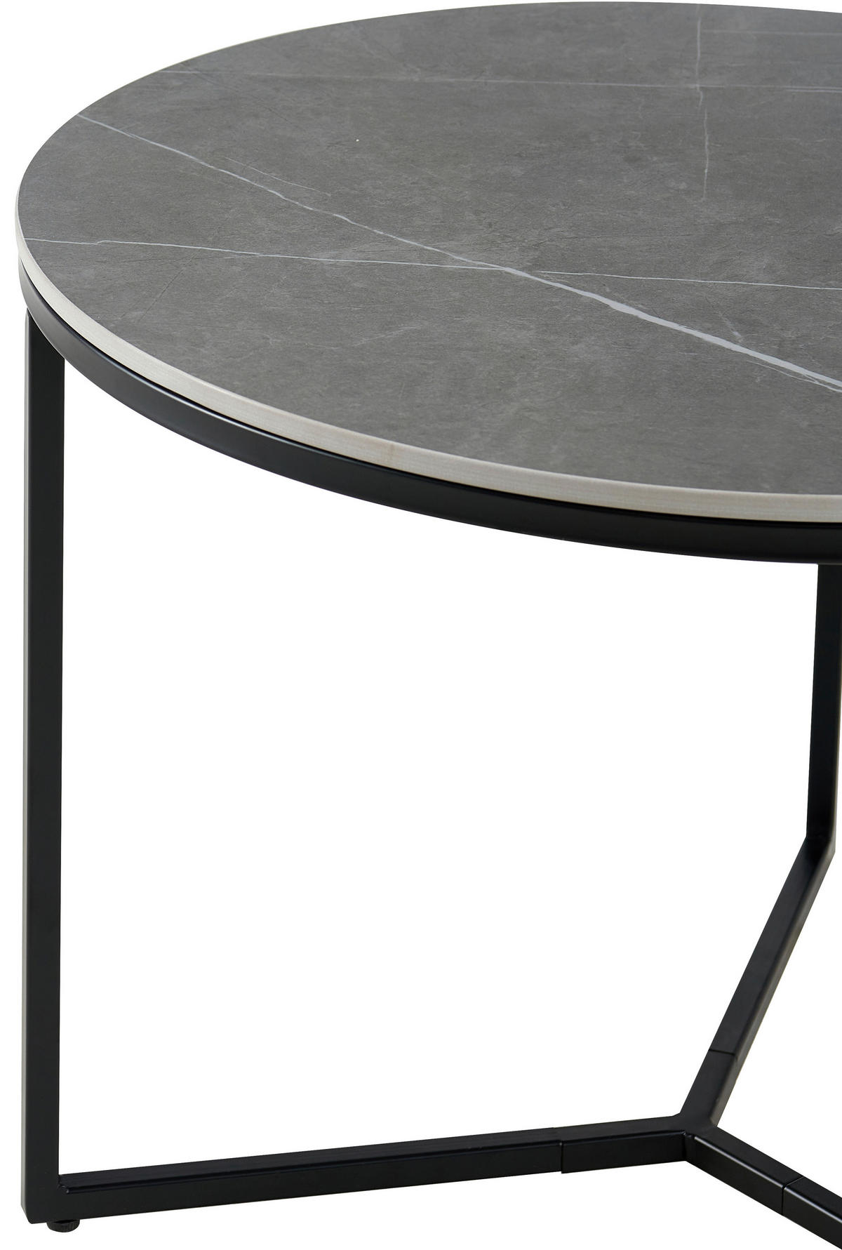 BEISTELLTISCH 60/60/45 cm Grau, Schwarz rund  - Schwarz/Grau, Design, Keramik/Metall (60/60/45cm) - Livetastic