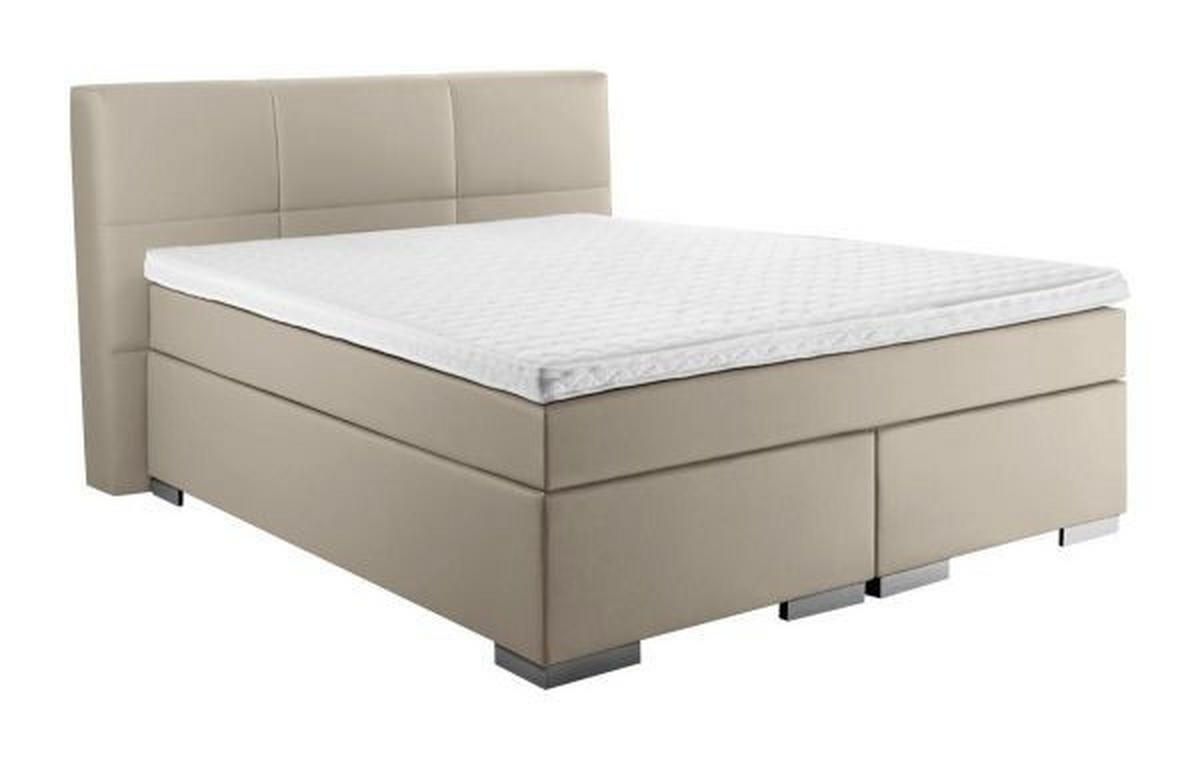 BOXSPRINGBETT 140/200 cm  in Schlammfarben  - Schlammfarben/Silberfarben, Design, Kunststoff/Textil (140/200cm) - Livetastic