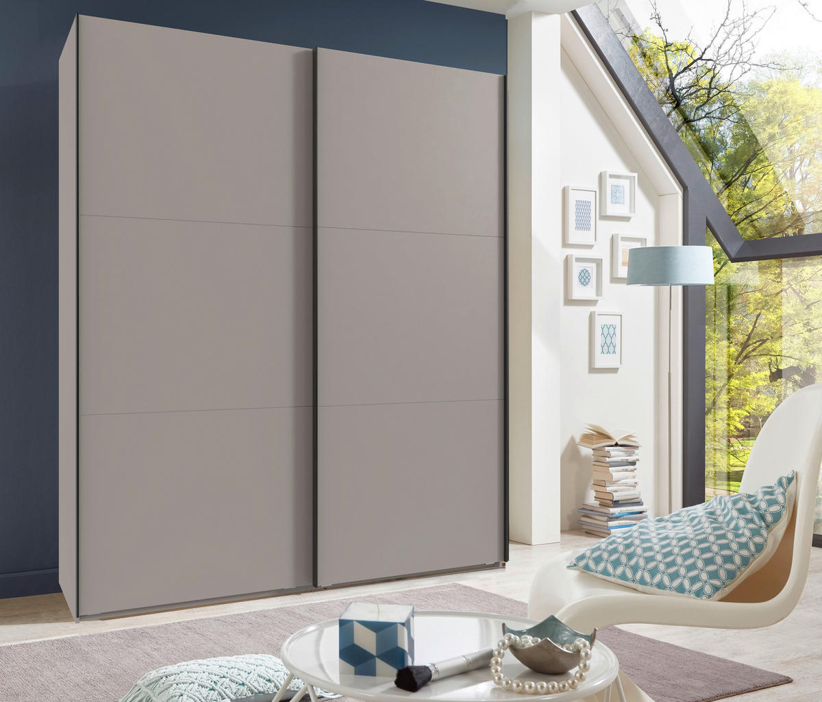 SCHWEBETÜRENSCHRANK in Sahara  - Schwarz/Sahara, Konventionell, Holzwerkstoff/Metall (200/236/65cm) - Hom`in