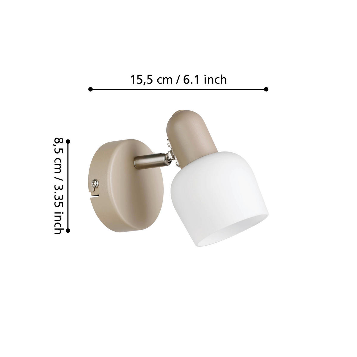 PLAFONIERĂ - alb/nisipiu, Natur, sticlă/metal (8.5/12.5/15cm) - Eglo