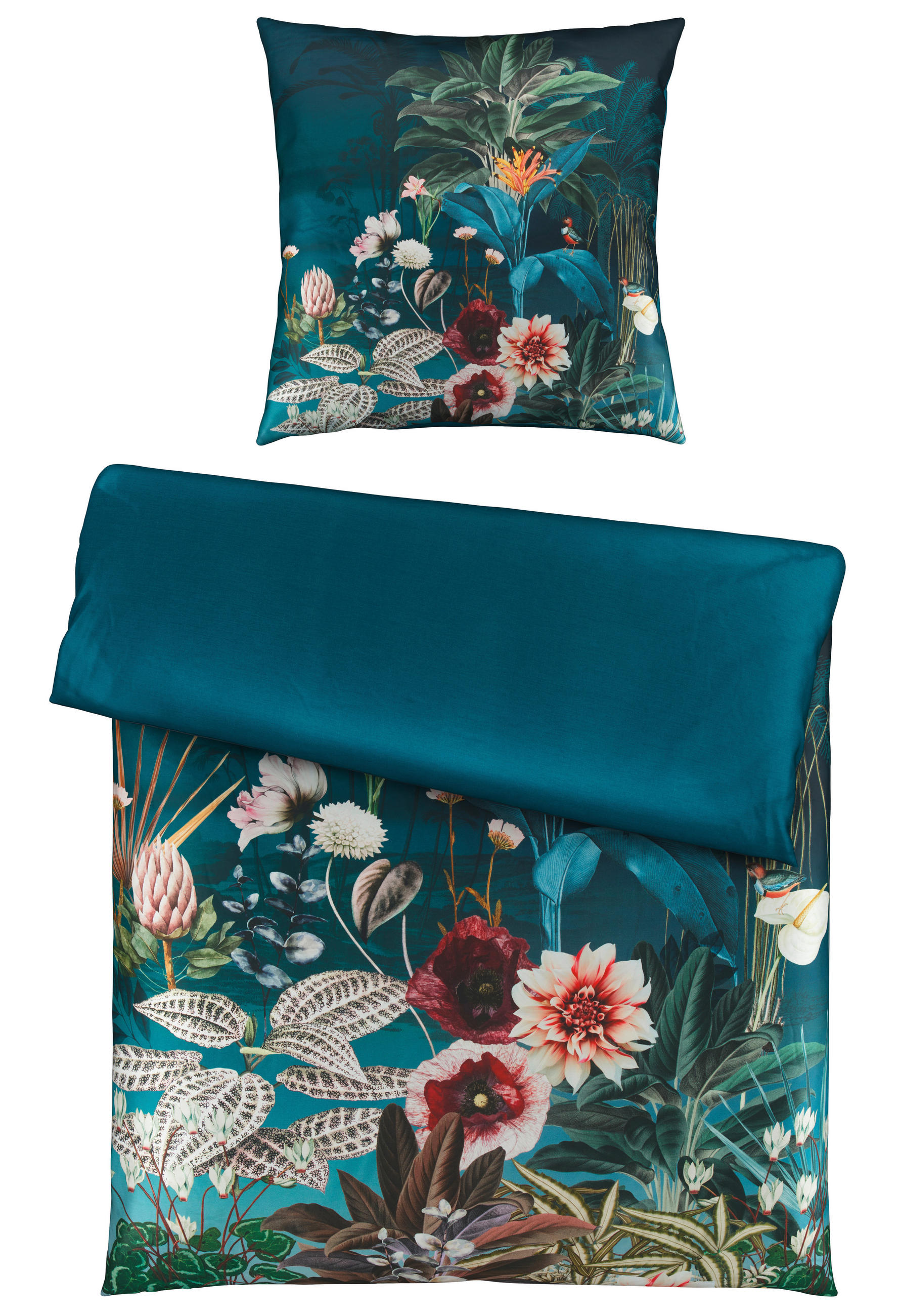 WENDEBETTWÄSCHE Makosatin 135/200 cm  - Jadegrün, LIFESTYLE, Textil (135/200cm) - Ambiente