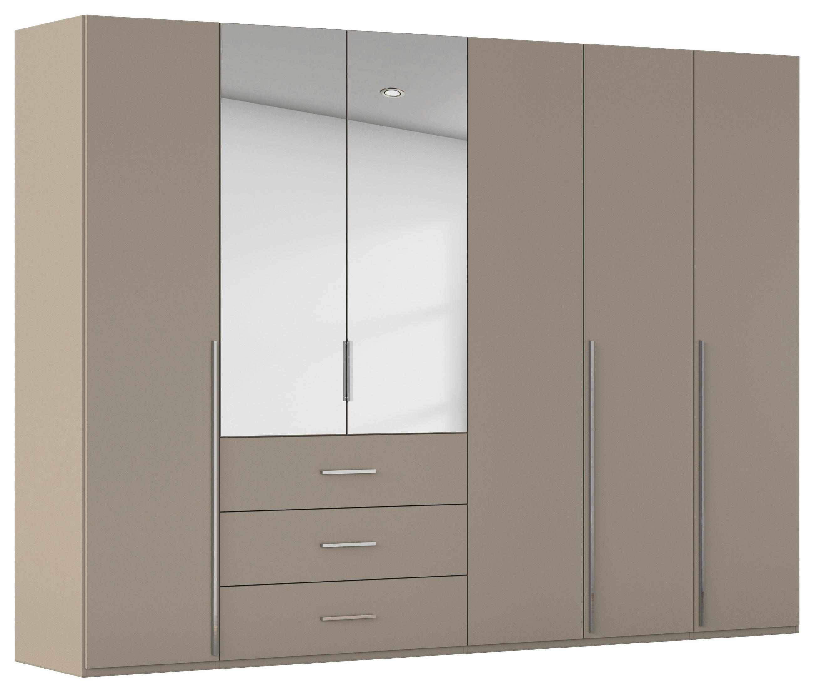 DREHTÜRENSCHRANK 301/223/60 cm,  in Fango, 6-türig  - Chromfarben/Fango, Design, Glas/Holzwerkstoff (301/223/60cm) - home24