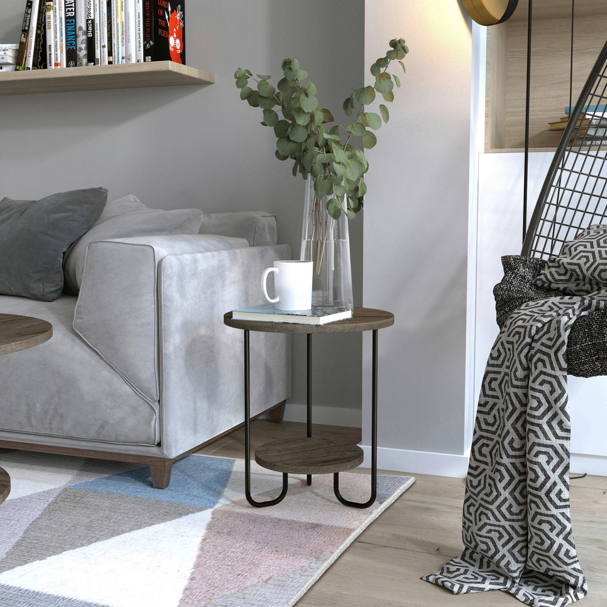 BEISTELLTISCH in Holzwerkstoff 40/40/45 cm  - Dunkelbraun/Schwarz, Design, Holzwerkstoff/Metall (40/40/45cm) - Livetastic