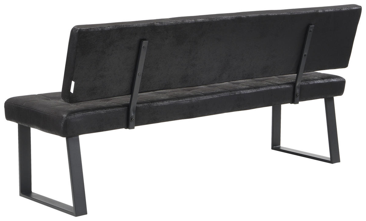 SITZBANK in Metall, Textil Schwarz  - Schwarz, MODERN, Textil/Metall (180/85/56cm) - Livetastic