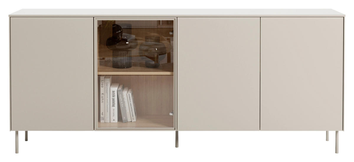 SIDEBOARD 195/83/41 cm Eichefarben, Kaschmir  195/83/41 cm  - Kaschmir/Eichefarben, MODERN, Glas/Holzwerkstoff (195/83/41cm) - Carryhome