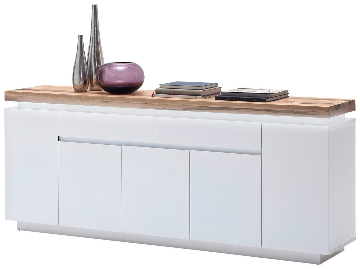 SIDEBOARD 200/81/40 cm  - vit/ekfärgad, Design, trämaterial/trä (200/81/40cm)