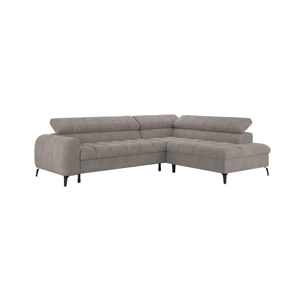 ECKSOFA Grau  - Schwarz/Grau, Trend, Kunststoff/Textil (261/203cm) - Livetastic