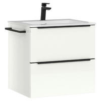 WASCHTISCHKOMBI 61 cm  - Weiß Hochglanz/Schwarz, MODERN, Holzwerkstoff/Stein (61cm) - Nobilia