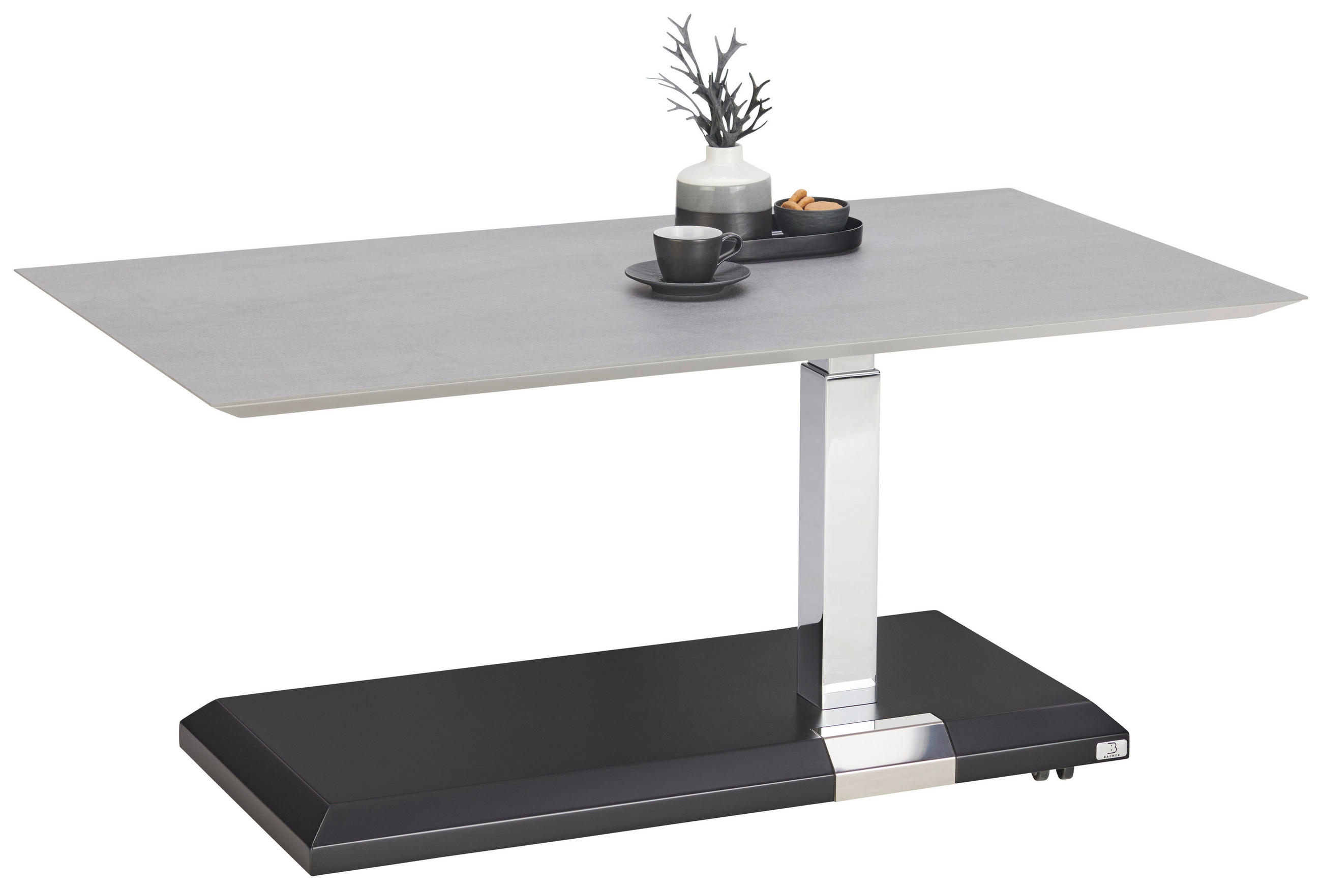 COUCHTISCH 110/60/46-62 cm rechteckig Grau, Schwarz  - Schwarz/Grau, MODERN, Keramik/Holzwerkstoff (110/60/46-62cm) - Bacher