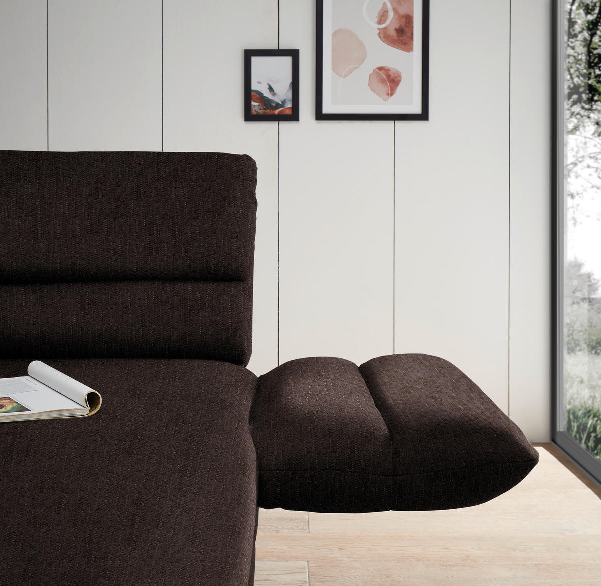 ECKSOFA in Flachgewebe Braun  279-327/176-217 cm  - Schwarz/Braun, Design, Textil/Metall (279-327/176-217cm) - Dieter Knoll