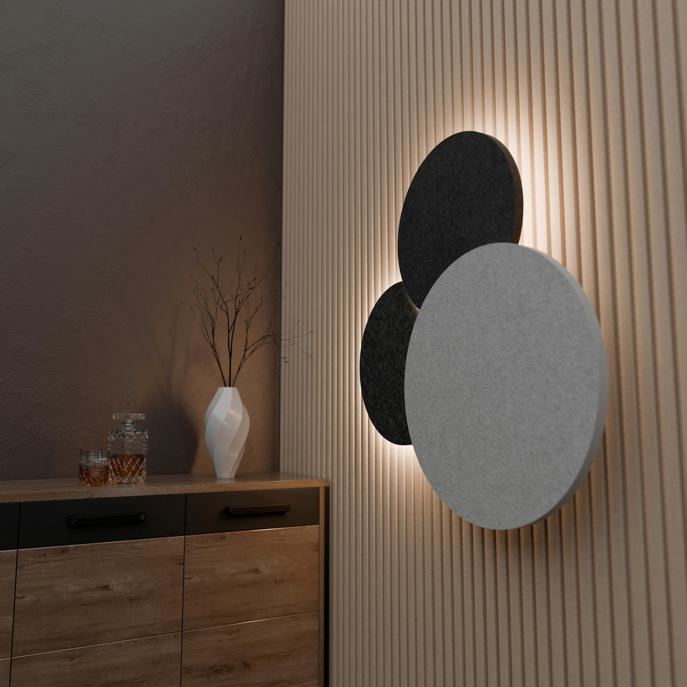 Thumbnail - Akustikpaneel, Anthrazit, Kunststoff, 2.4 cm, Grüner Punkt, Montage ohne Bohren, Tapeten & Wandverkleidungen, Akustikpan...