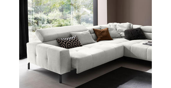 ECKSOFA Weiß Cord  - Schwarz/Weiß, KONVENTIONELL, Textil/Metall (311/219cm) - Hom`in