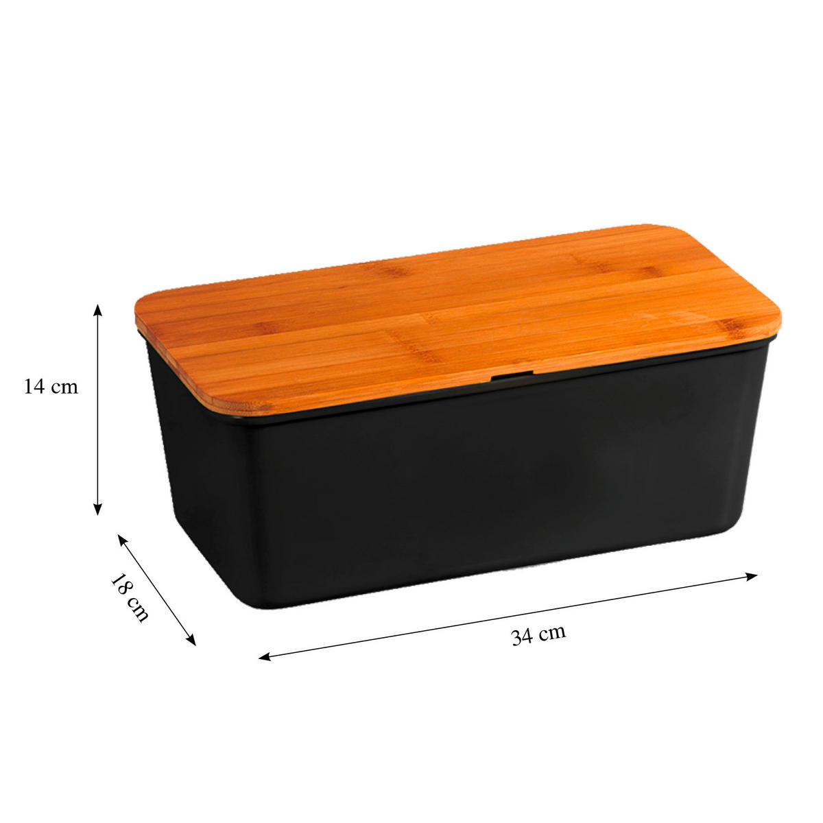 BROTBOX  - Schwarz/Naturfarben, Basics, Holz/Kunststoff (34/18/13.5cm) - Kesper