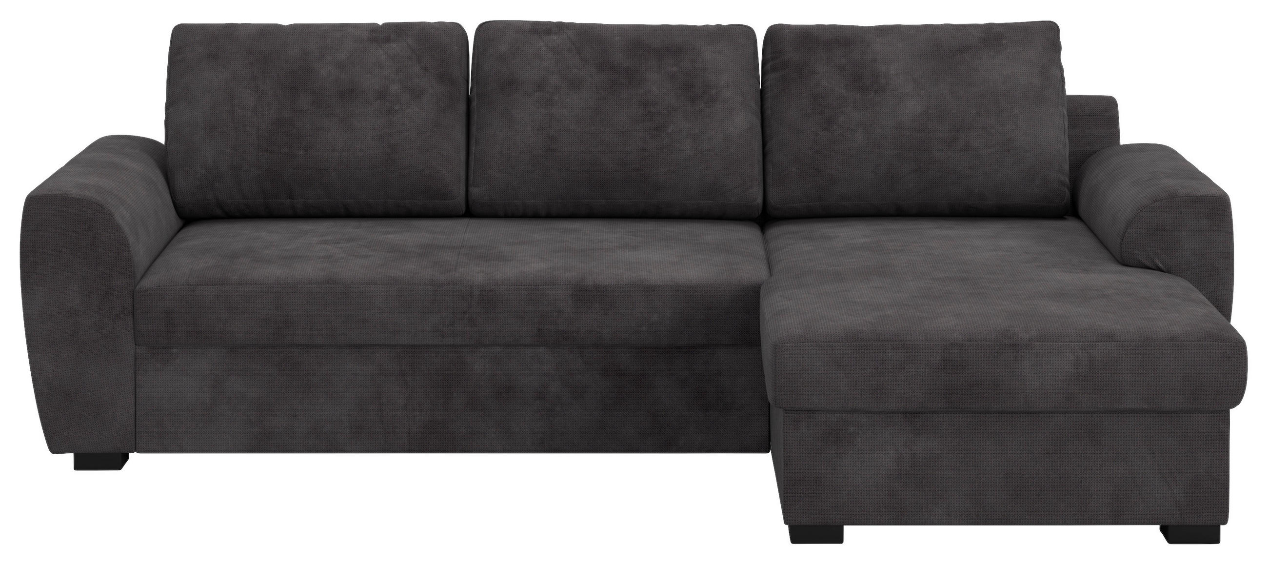 ECKSOFA Chenille Schwarz  - Schwarz, Trend, Kunststoff/Textil (253/154cm) - MID.YOU