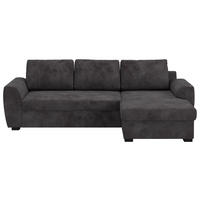 ECKSOFA Chenille Schwarz  - Schwarz, Trend, Kunststoff/Textil (253/154cm) - MID.YOU