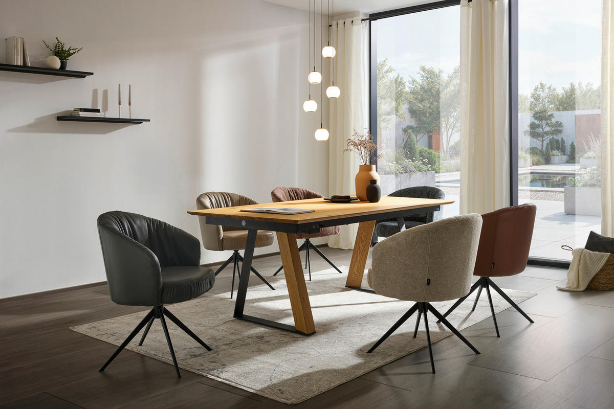 MATBORD svart, ekfärgad rektangulär  utdragbar  - svart/ekfärgad, Design, metall/trämaterial (190-250/100/76cm) - Dieter Knoll