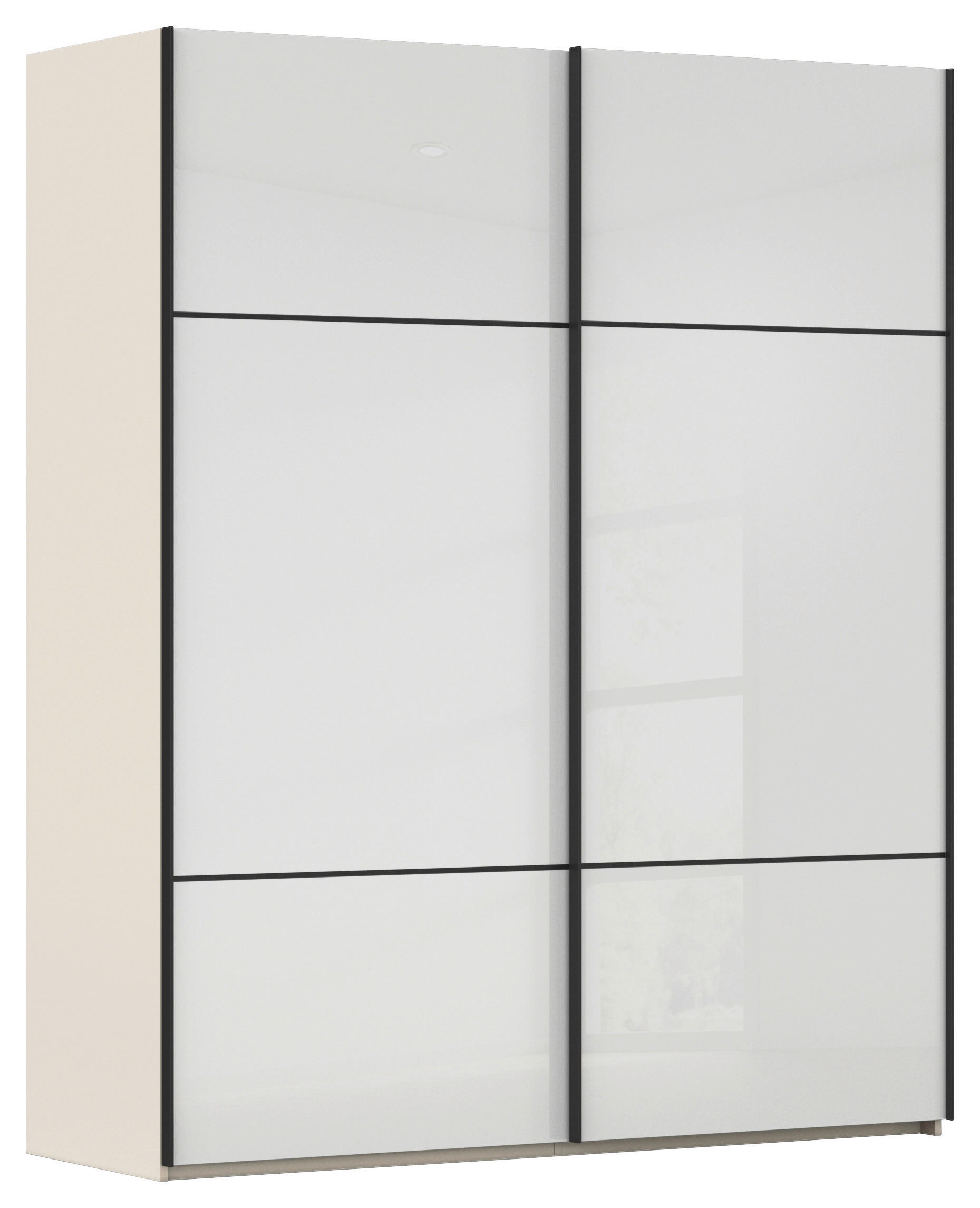 SCHWEBETÜRENSCHRANK 162/223/68 cm 2-türig Weiß, Champagner  - Champagner/Schwarz, KONVENTIONELL, Glas/Holzwerkstoff (162/223/68cm) - Novel