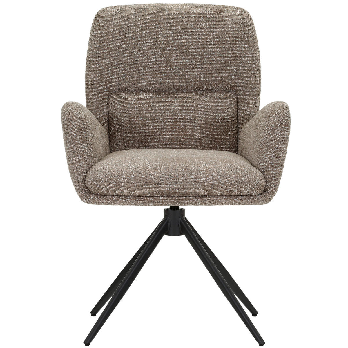 ARMLEHNSTUHL  Wippfunktion, Sitzfläche 360° drehbar, automatische Rückholfunktion Webstoff  Schwarz, Hellbraun  - Hellbraun/Schwarz, MODERN, Textil/Metall (63/91/65cm) - Hom`in