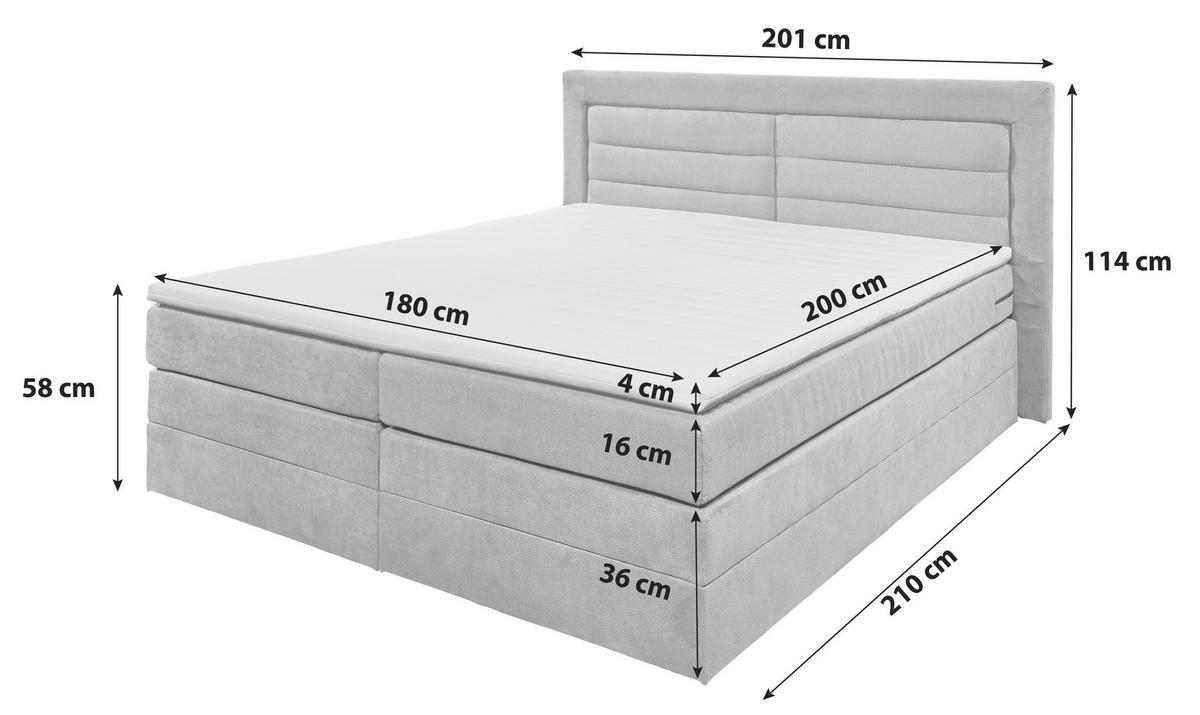 BOXSPRINGOVÁ POSTEĽ, 180/200 cm, svetlosivá - svetlosivá, Basics, kompozitné drevo/textil (180/200cm) - MID.YOU