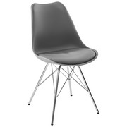 STUHL Lederlook Grau, Chromfarben - Chromfarben/Grau, Design, Kunststoff/Textil (48/86/56cm) - Carryhome