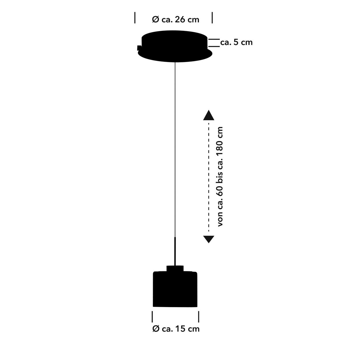 LED-HÄNGELEUCHTE ABBY 26/150 cm   - Anthrazit, Design, Metall (26/150cm) - Hell