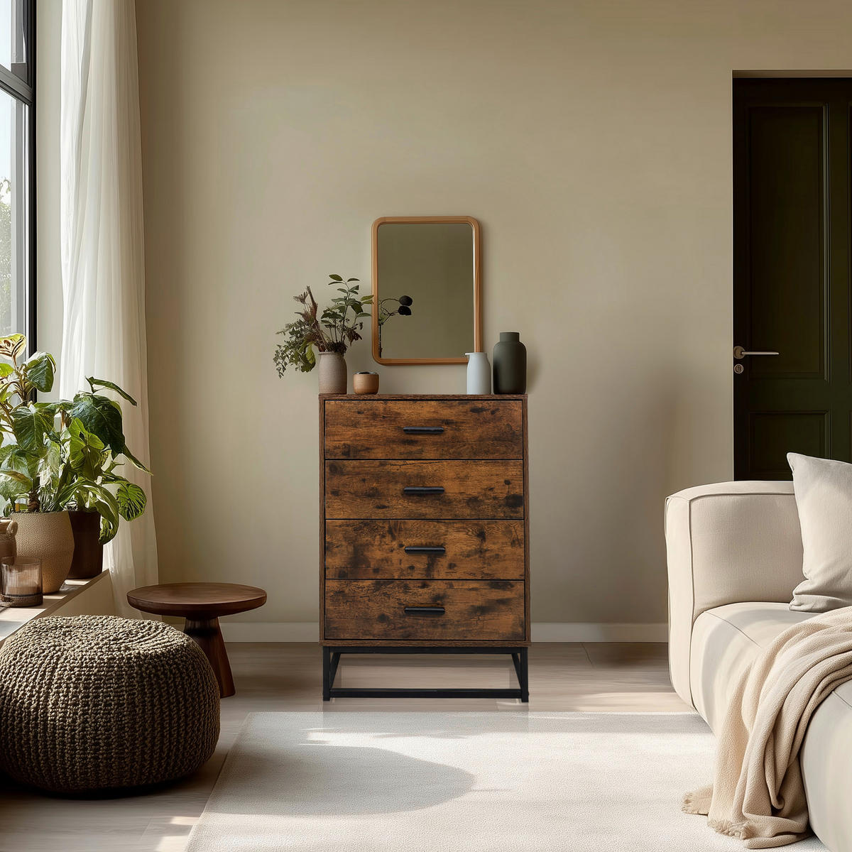 KOMMODE  in 60/83,5/38,5 cm  - Schwarz/Braun, MODERN, Holzwerkstoff/Metall (60/83,5/38,5cm) - MID.YOU