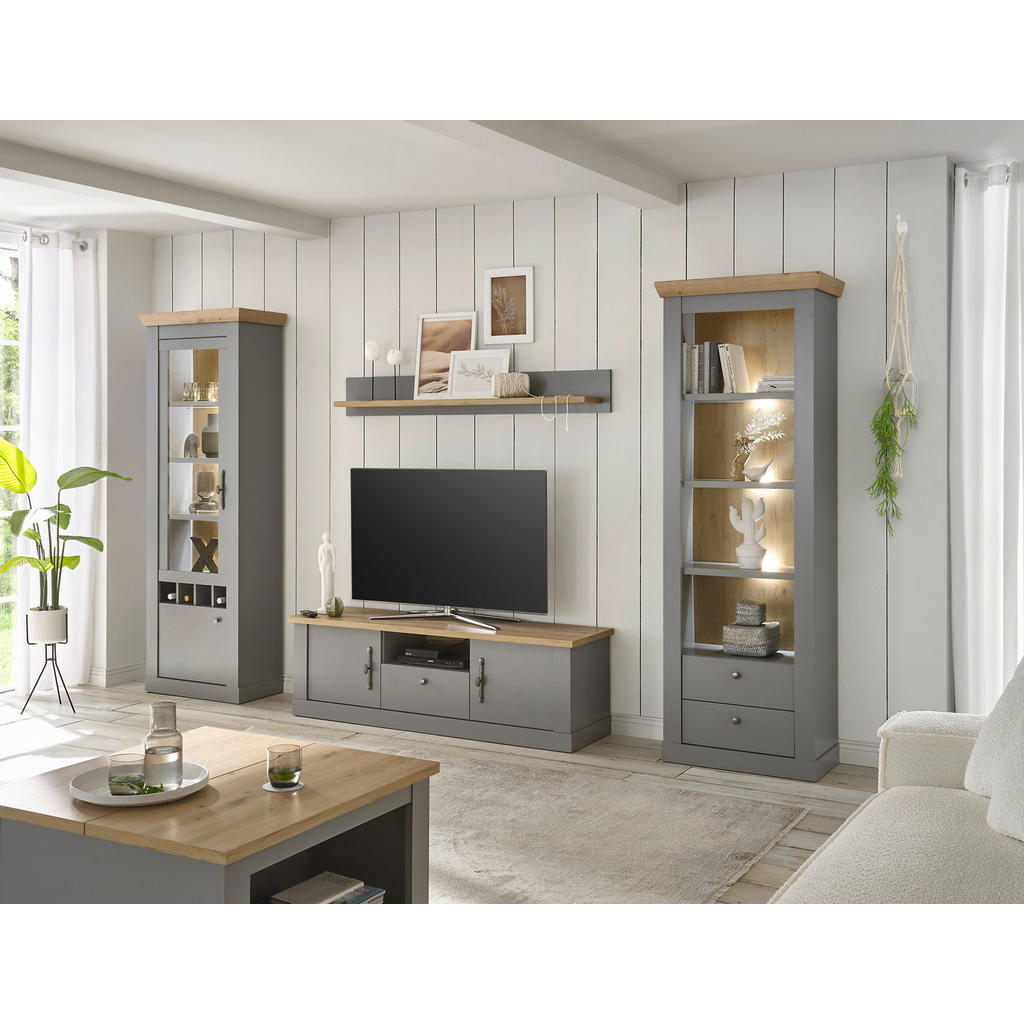 Thumbnail - Mid.you Lowboard, Eiche, Hellgrau, Metall, 1 Schubladen, 155x48x44 cm, stehend, Wohnzimmer, Wohnwände, Lowboards, Lowboa...