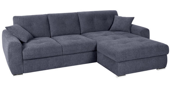 ECKSOFA in Mikrofaser Blau  - Chromfarben/Blau, MODERN, Kunststoff/Textil (276/193cm) - Hom`in