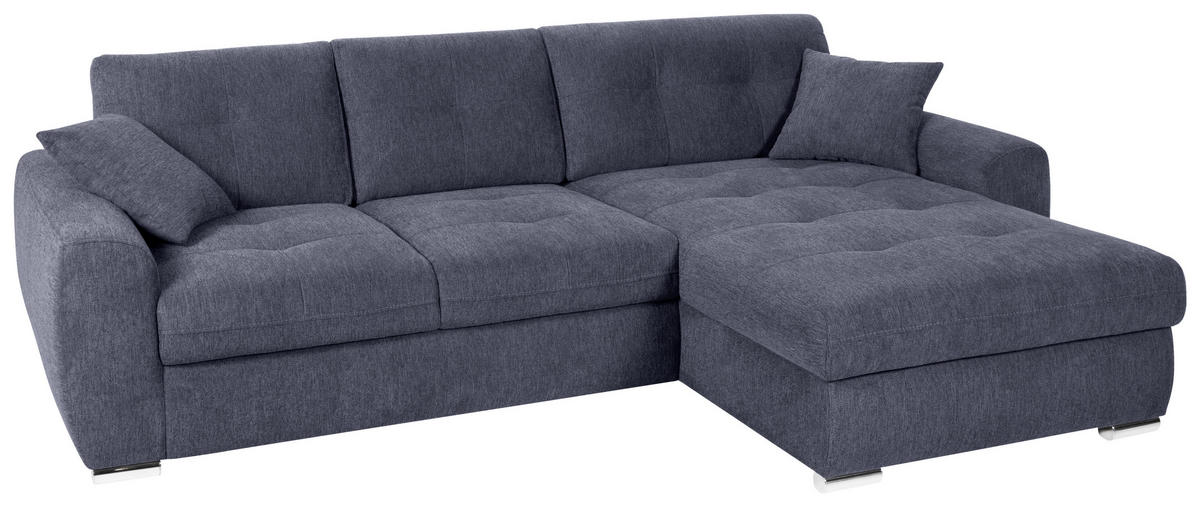 ECKSOFA in Mikrofaser Blau  - Chromfarben/Blau, Modern, Kunststoff/Textil (276/193cm) - Hom`in