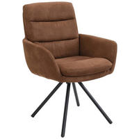 STOLICA S NASLONOM ZA RUKE  konjak  metal, tekstil      - crna/konjak, Design, metal/tekstil (62/89/65cm) - Cantus