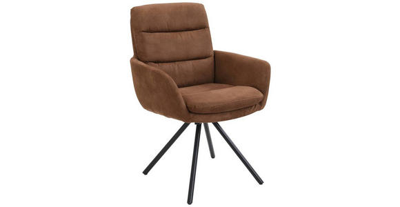 ARMLEHNSTUHL in Eisen Webstoff - Cognac/Schwarz, Design, Textil/Metall (62/89/65cm) - Cantus
