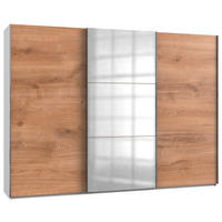 GARDEROB MED SKJUTDÖRRAR 300/216/65 cm 3-dörrar - vit/kromfärg, Modern, trämaterial (300/216/65cm) - MID.YOU