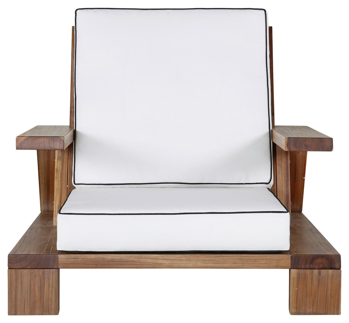 LOUNGESESSEL  - Weiß/Akaziefarben, KONVENTIONELL, Holz (100/70/92cm) - Gardenson