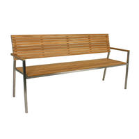 GARTENBANK 180/86/55 cm  in Silberfarben, Teakfarben  - Silberfarben/Teakfarben, Basics, Holz/Metall (180/86/55cm) - Gardenson