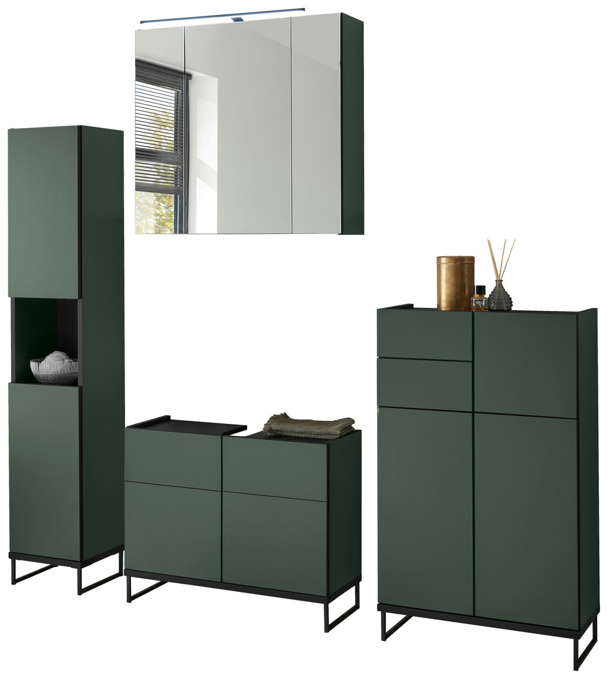 WASCHBECKENUNTERSCHRANK 80/59,4/31 cm  - Schwarz/Grün, Basics, Holzwerkstoff/Metall (80/59,4/31cm) - MID.YOU