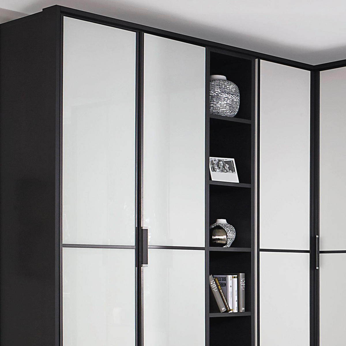 ROHOVÁ ŠATNÍKOVÁ SKRIŇA, sivá, biela,  - sivá/biela, Design, kompozitné drevo (224/314cm) - MID.YOU