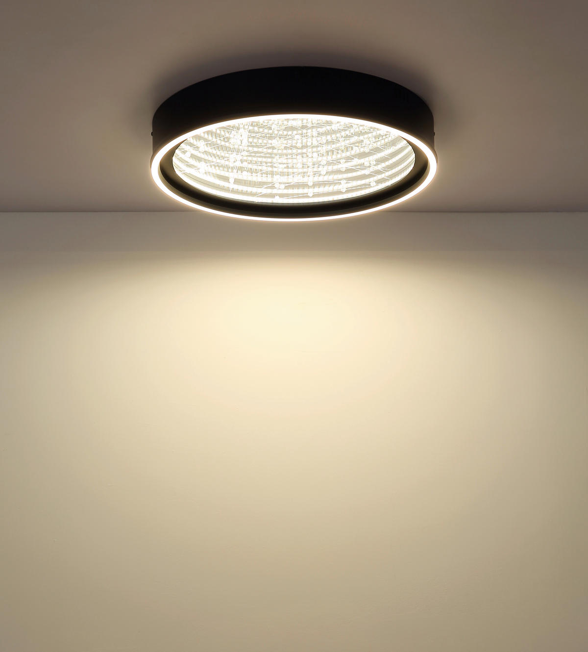 LED-DECKENLEUCHTE 51,5/8,5 cm   - Klar/Schwarz, Design, Glas/Kunststoff (51,5/8,5cm) - Globo