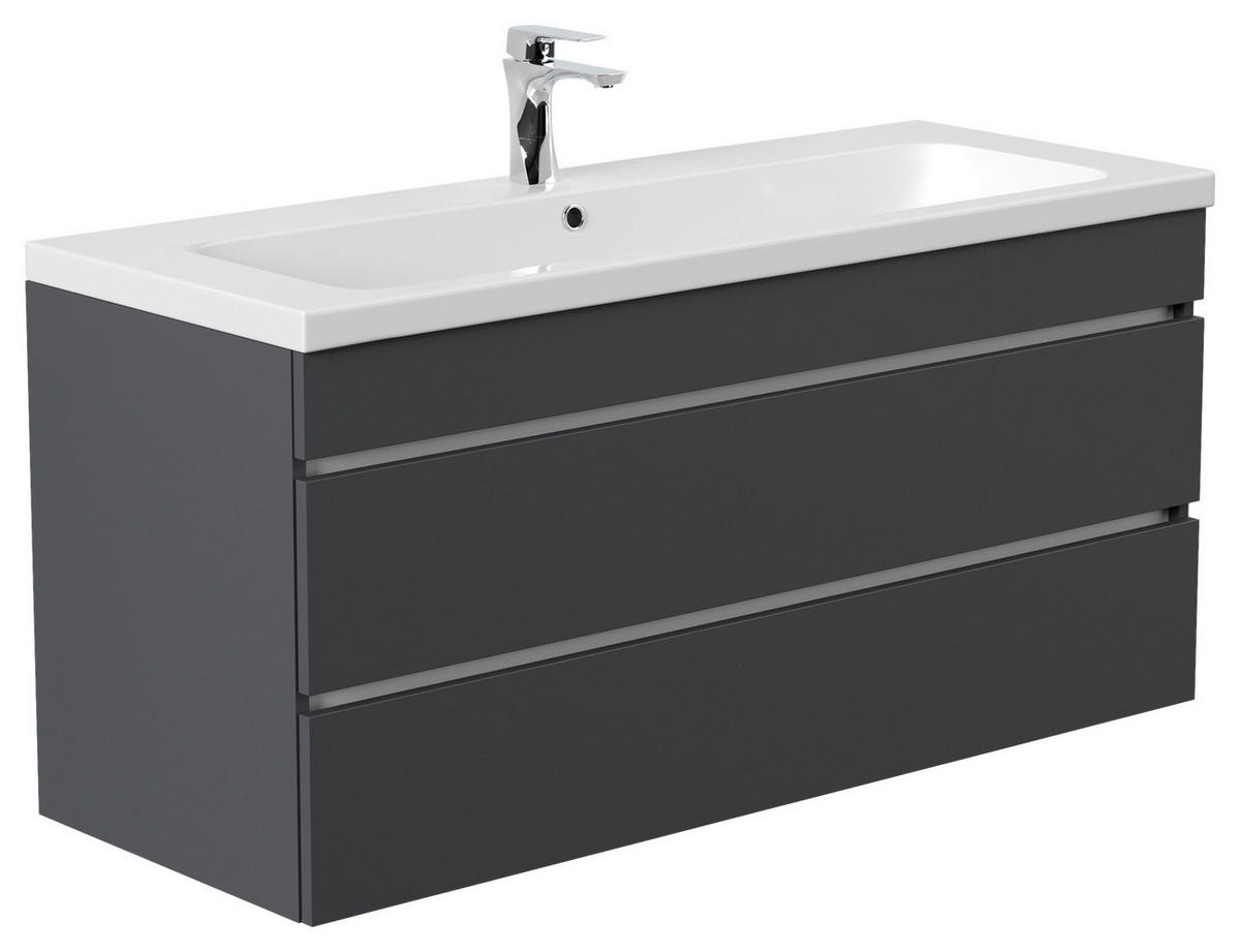 WASCHTISCHKOMBI 120 cm  - Graphitfarben/Weiß, Basics, Holzwerkstoff/Stein (120cm) - MID.YOU