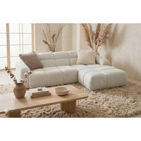 ECKSOFA VENTO in Bouclé Creme  255/175 cm  - Creme/Schwarz, Design, Kunststoff/Textil (255/175cm) - MID.YOU