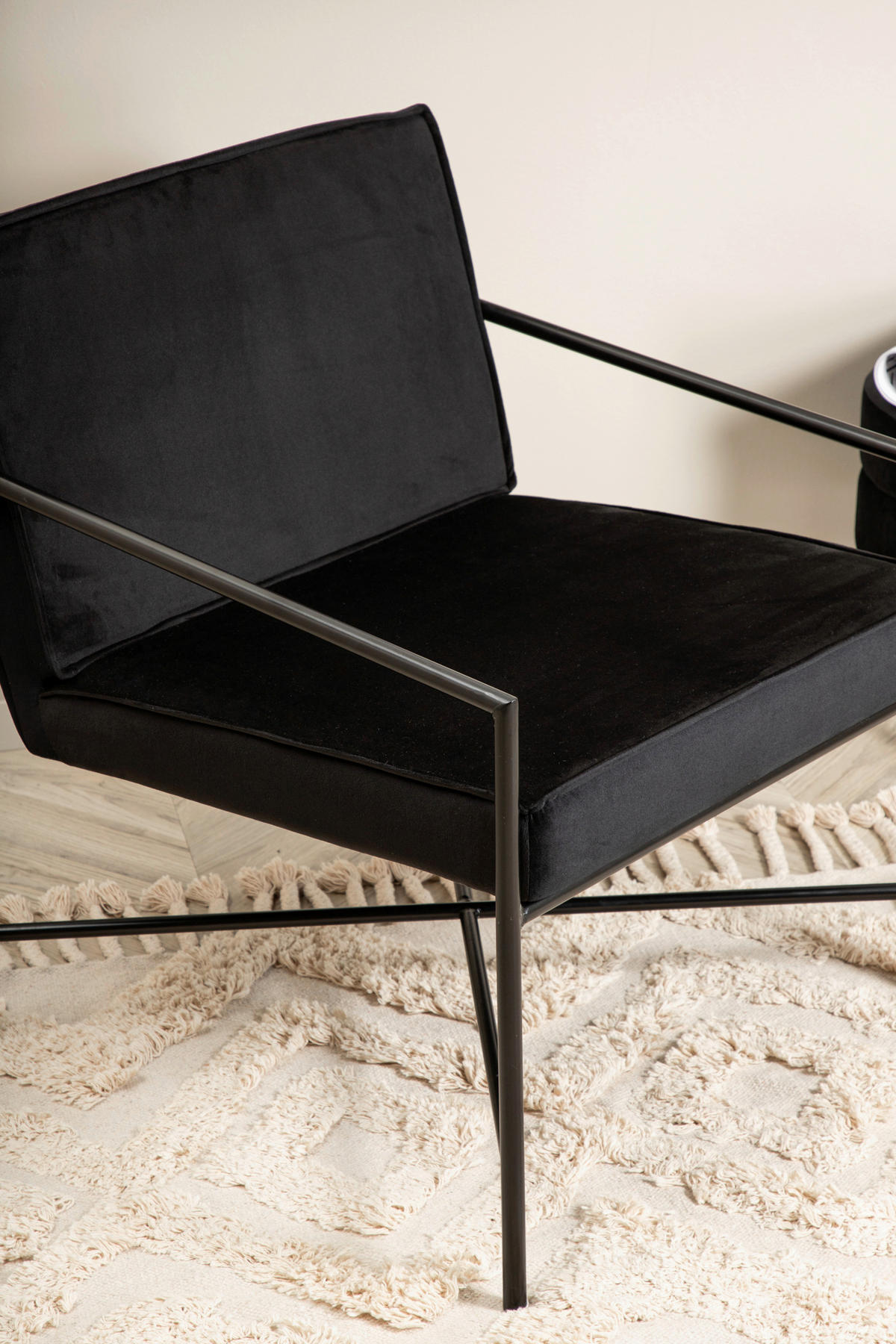 SESSEL in Samt Schwarz  - Schwarz, Design, Textil/Metall (66/78/65cm) - Livetastic