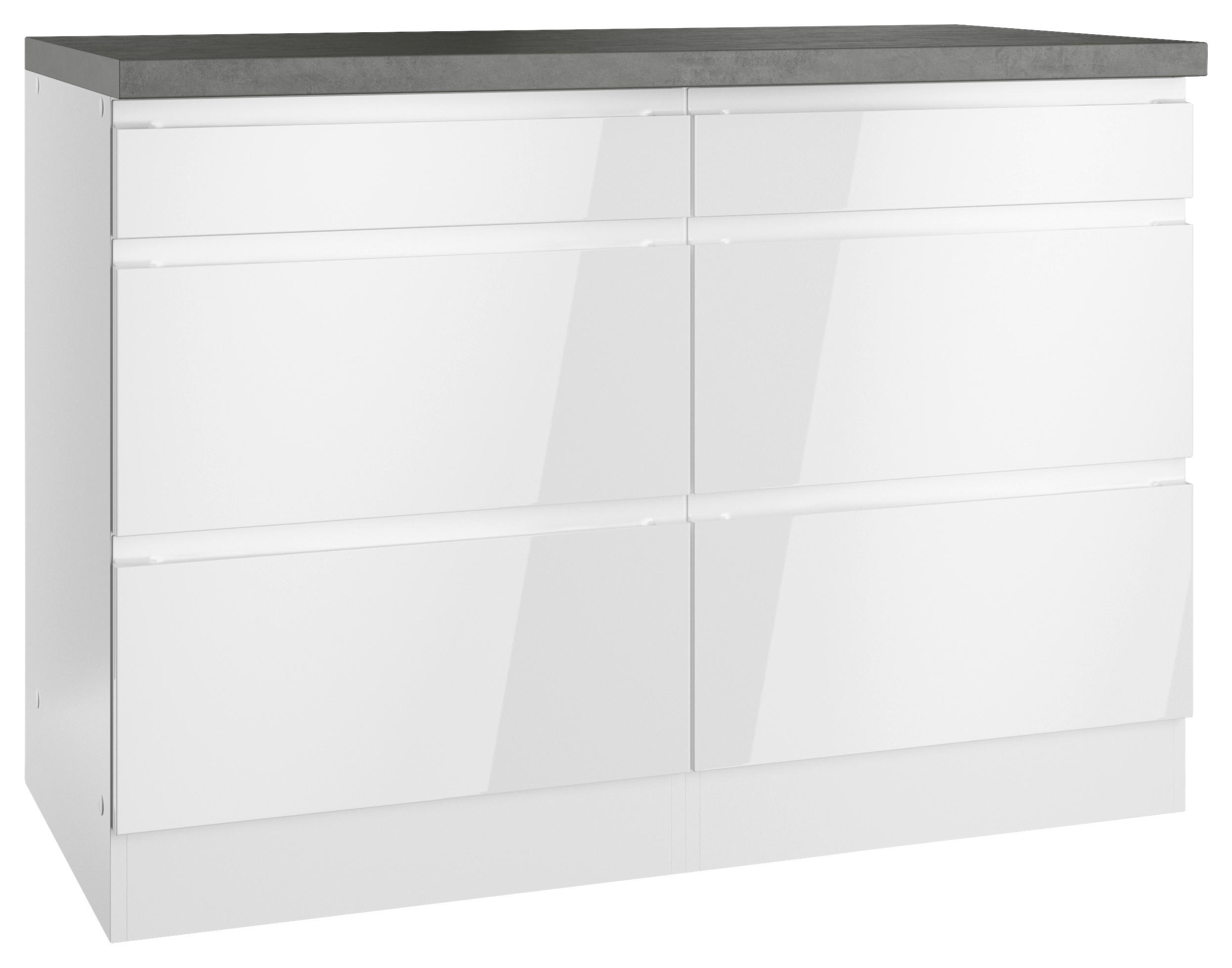 KÜCHENUNTERSCHRANK 120/86/60 cm  in Grau, Weiß, Weiß Hochglanz  - Weiß Hochglanz/Weiß, LIFESTYLE, Holzwerkstoff (120/86/60cm) - Held