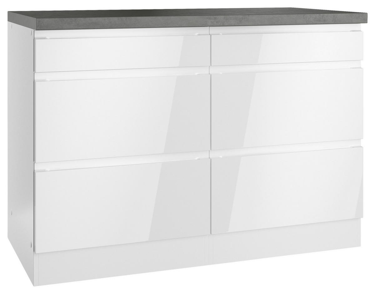 BÄNKSKÅP 120/86/60 cm  i grå, vit, vit högglans  - vit/vit högglans, Lifestyle, trämaterial (120/86/60cm) - Held