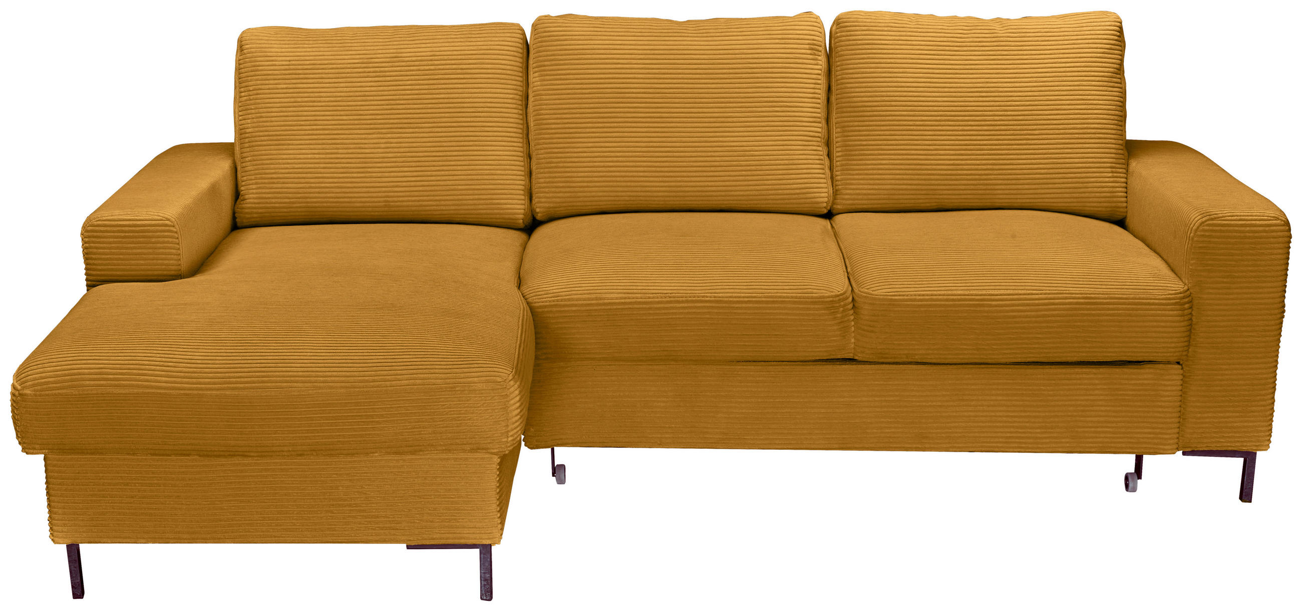 ECKSOFA Currygelb Cord  - Currygelb/Schwarz, KONVENTIONELL, Textil/Metall (150/240cm) - Carryhome