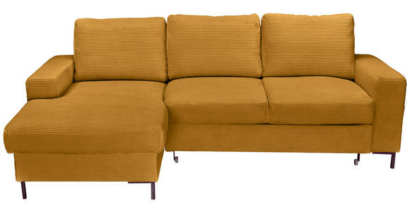 ECKSOFA Currygelb Cord  - Currygelb/Schwarz, KONVENTIONELL, Textil/Metall (150/240cm) - Carryhome