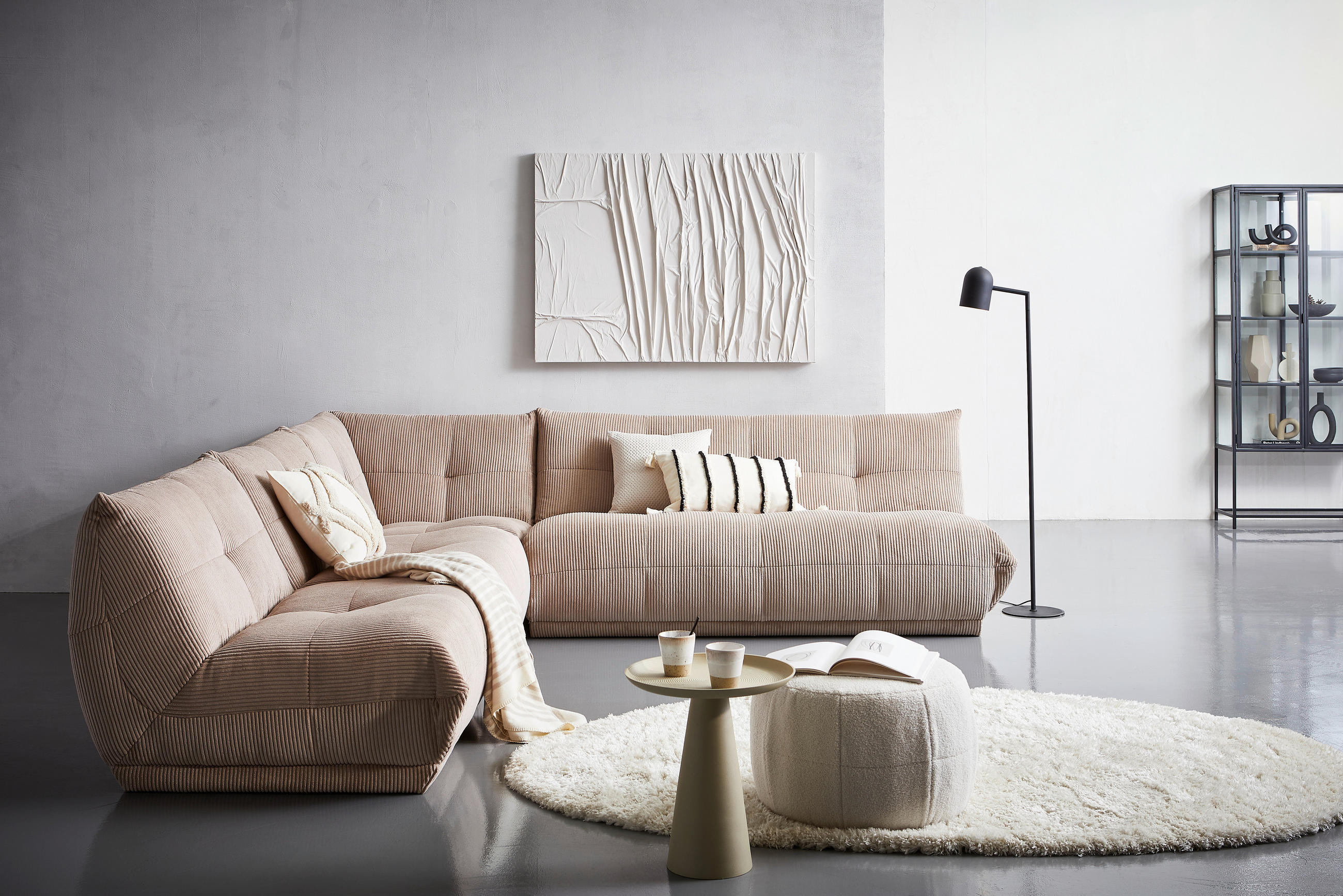 ECKSOFA in Cord Taupe - Taupe, Trend, Textil (315/285cm) - Livetastic