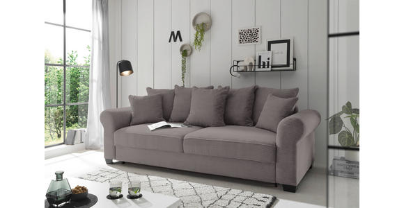 SCHLAFSOFA  mit Stoffauswahl, Liegefunktion, Rücken echt Cord Dunkelgrau  - Dunkelgrau/Schwarz, KONVENTIONELL, Kunststoff/Textil (250/95/125cm) - Hom`in