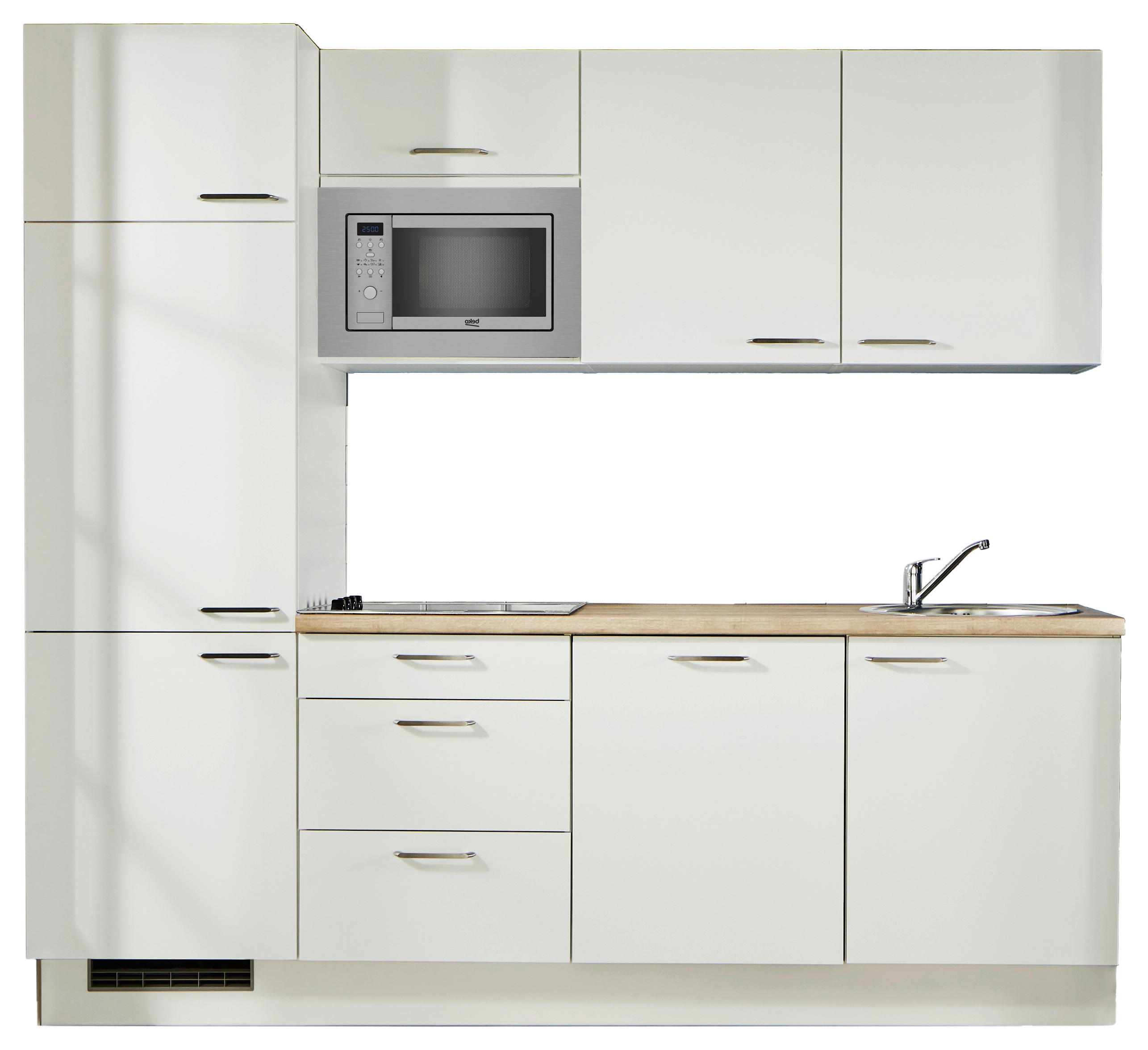 KÜCHENLEERBLOCK 240 cm   in Weiß, Eichefarben  - Edelstahlfarben/Eichefarben, Design, Holzwerkstoff/Metall (240cm) - Pino