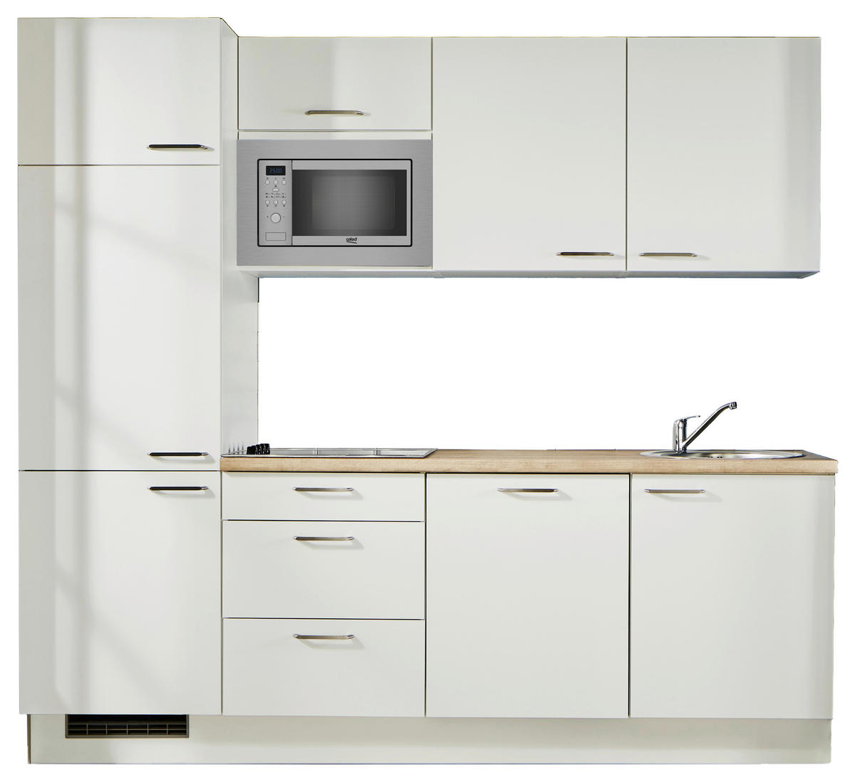 KÜCHENLEERBLOCK 240 cm   in Weiß, Eichefarben  - Edelstahlfarben/Eichefarben, Design, Holzwerkstoff/Metall (240cm) - Pino