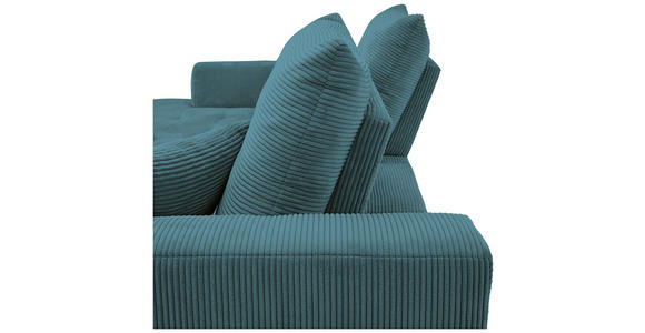 ECKSOFA in Cord Petrol 175/250 cm - Petrol/Schwarz, KONVENTIONELL, Textil/Metall (175/250cm) - Carryhome