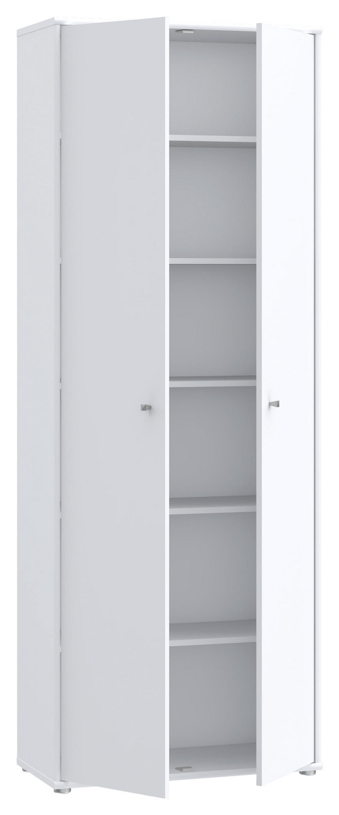 DREHTÜRENSCHRANK in Weiss  - Weiss/Alufarben, Design, Holzwerkstoff (73,7/197,5/34,8cm)